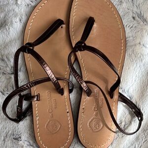 Elegant Dark Brown Women's Handmade Italian Sandals from Capri